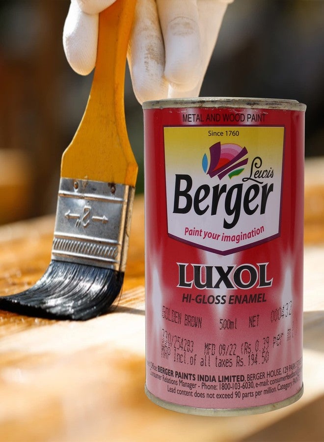 بيرجر طلاء بيرجر لوكسول عالي اللمعان | بني ذهبي | 500 مل | لمسة نهائية تشبه المرآة | طلاء زيتي متين وقوي للخشب والمعادن والبناء | للاستخدام الداخلي والخارجي | مقاوم للعوامل الجوية | معتمد من Green Pro - Image 2